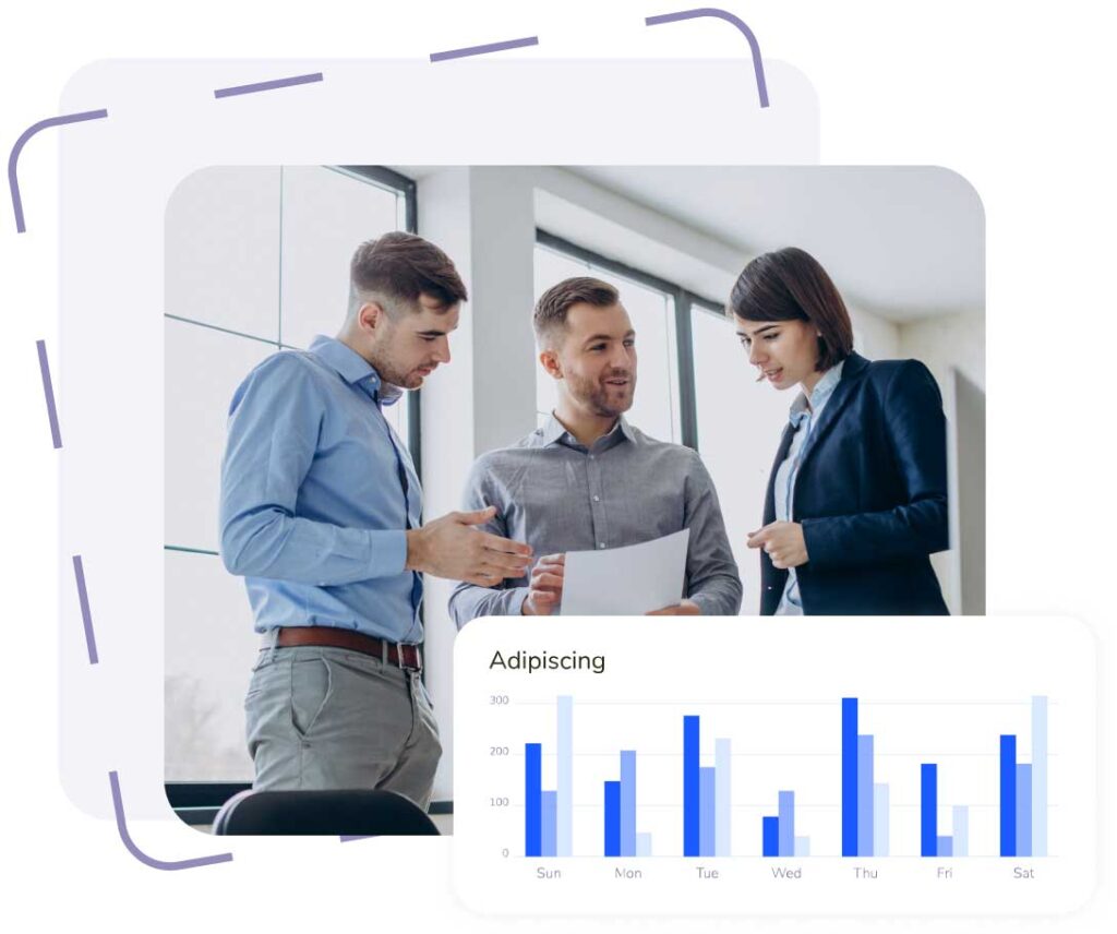 poslovni načrti slika z grafom in ljudmi v pisarni